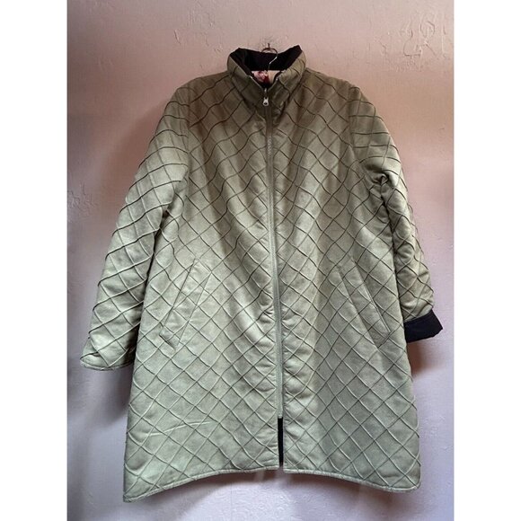 Mycra Pac DuPont Reversible Raincoat Womens M/L Black Green Textured Zip Front